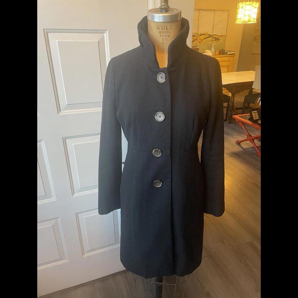 J. CREW DARK  GRAY CHARCOAL BLACK WOOL BLEND CITY COAT Size 6